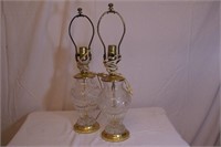 Pair of Vintage Cut Glass Lamps