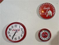 2 Coca-Cola clocks, 1 Coca Cola thermometer