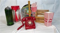 Rotary phone, soda shop décor