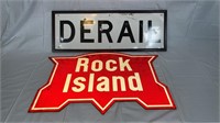 Rock Island and Derail signs