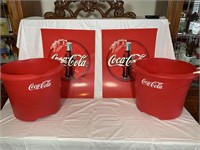 2 Coca Cola tubs and posters