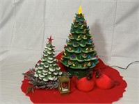 Retro ceramic Christmas trees w/ lights