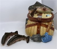 Dolomite Fish Basket cookie jar