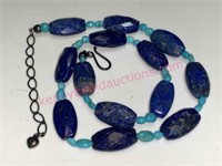 Turquoise & Lapis necklace w/ sterling silver
