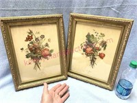 (2) 1940s floral prints (11x14) original frames