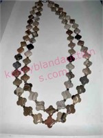 Brown stone necklace w/ sterling silver clasp