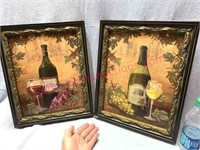 Pair of modern wine w/grapes pictures 13x16