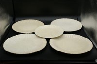 Vintage Set of White Shell Pattern Plates