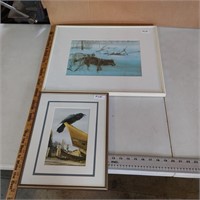 2 Framed Pictures - Wolves & Crow