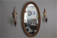 Mirror 20" x 35 1/2" & Wall Sconces 5" x 17"