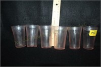 6pc Pink Depression 1oz Glasses