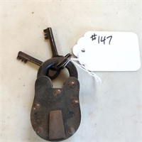 Antique Pad Lock with Keys