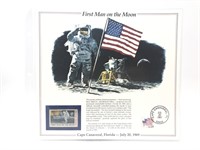 Vintage US Commemorative Stamp Block, First Man