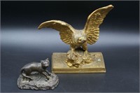 Vintage Metal Cat and Eagle