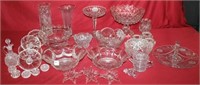 30pc Large lot of Cut/Etched/Pattern Glass;