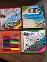 4 pc colored pencil/book set