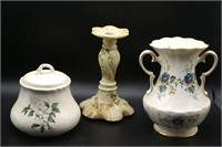 Floral Ceramic Vase, Candle Holder, Canister