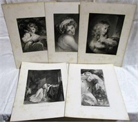 Lot of 5 1870's D. Appleton & Co Intaglio Prints