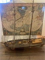 Novus Planiglobii Terrestre Maritime Map and Ship