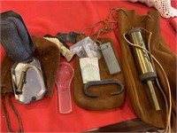 Powder Flask and Fire Starting Tools