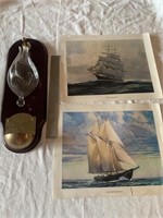 2 Nautical Sail Ship prints & Weatherglass 1620