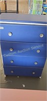 Blue 4 drawer dresser 24.5" L x 12" W x 36" H)
