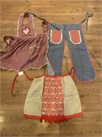 3 Vintage Unique Aprons - one purchased in Finland