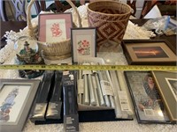Household Decore Lot- Baskets, prints, candles
