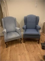 Vintage wing back blue chairs x2