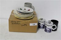 VARIOUS ADVERTISING MUGS, PLATES AND CUPS
