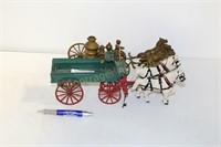 2 CAST IRON HORSES  AND BUGGIES