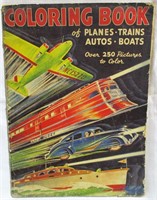 1936 Planes, Trains, Autos and Boats Coloring Book