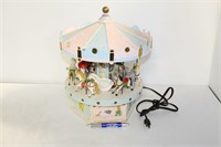 WOODEN ELECTRIC CAROUSEL AND MUSIC BOX