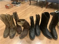 4 Pairs of men’s Ariat Cowboy Boots - Sz 10-10.5