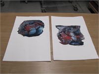 Two Unframed Block Prints