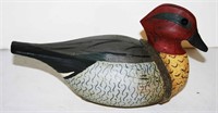 Drake Green Winged Teal Wood Duck Decoy - White