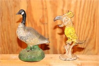 1 Cast Iron Parrot Bottle Opener and 1 Goose