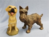 Lot of 2: humorous cast iron figurine of a yorkie