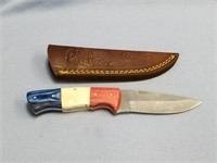 fixed bladed knife with patriotic red, white, & bl