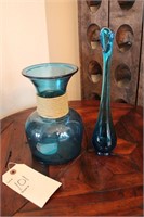 Handmade recycled glass Spain Turquoise vase