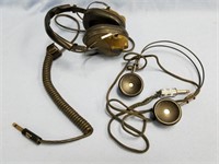 2 antique aviation headsets                      (