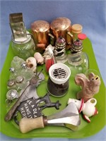 Assortment of mostly salt and pepper shakers