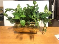 Silk ivy arrangement in brass planter