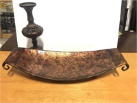 Decorative metal flower bowl, candlestick
