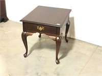 Small mahogany finish one drawer side table