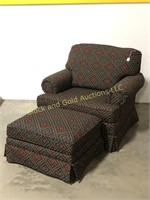 Upholstered side chair with matching ottoman