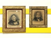 Pair of portraits in antique ornate frames