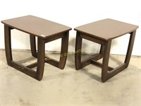 Pair of brown wood side tables