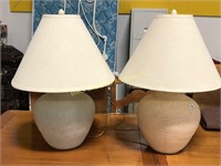 Pair of pottery ginger jar style table lamps