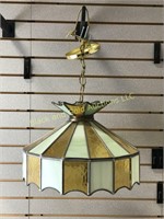 Vintage 16 inch leaded glass light fixture